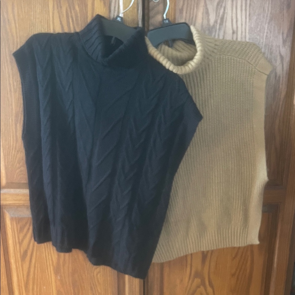 SHEIN 2 piece Black and Tan Cowl Neck Sweater Set